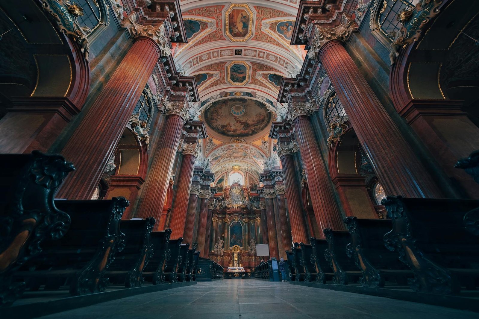 Baroque interior of a cathedral in Poznań, Poland